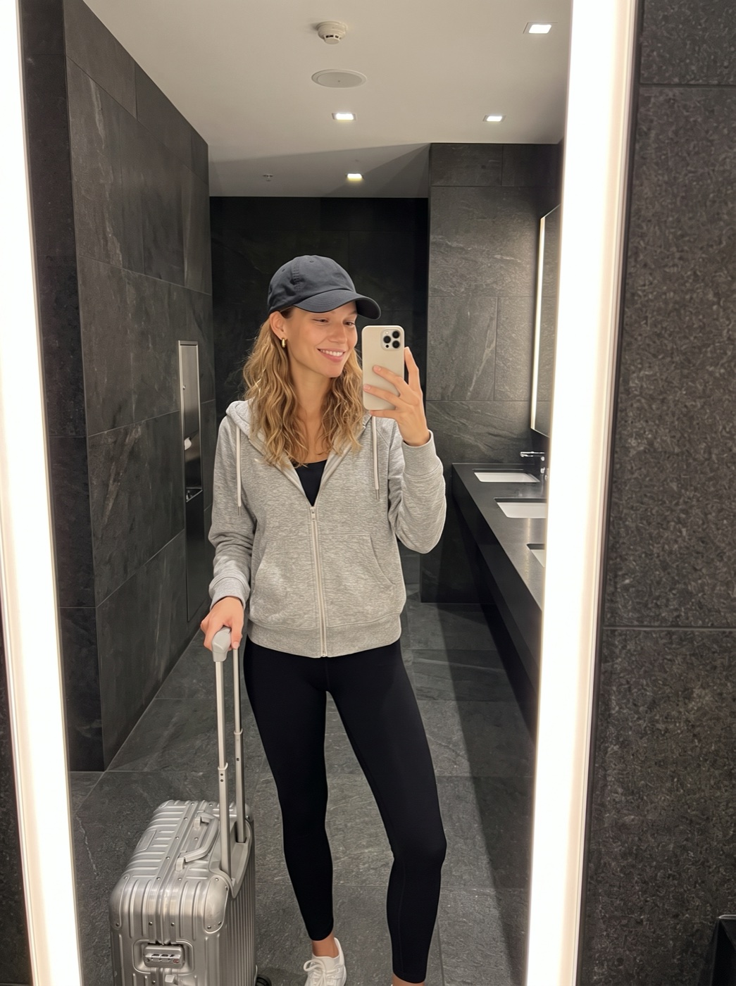 Airport bathroom mirror